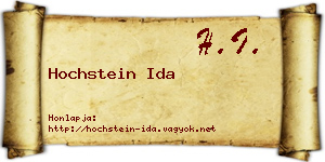 Hochstein Ida névjegykártya